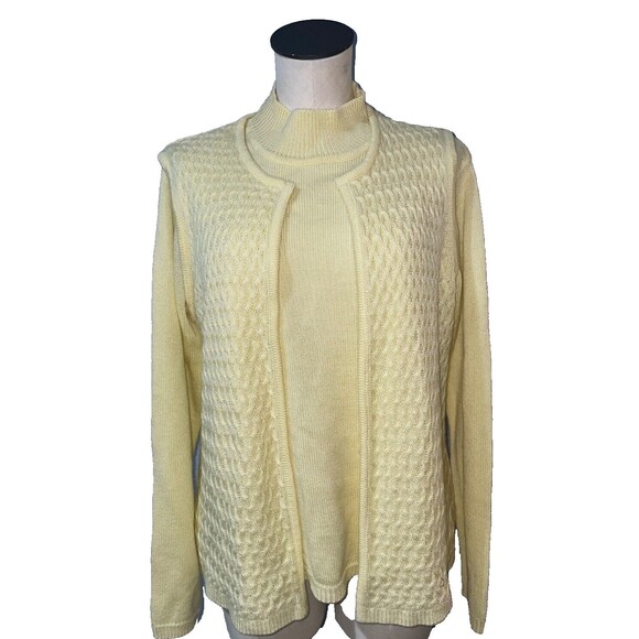 Bea Classics Women's Vintage 2pc Sweater Set size XL Butter Yellow - Picture 1 of 10
